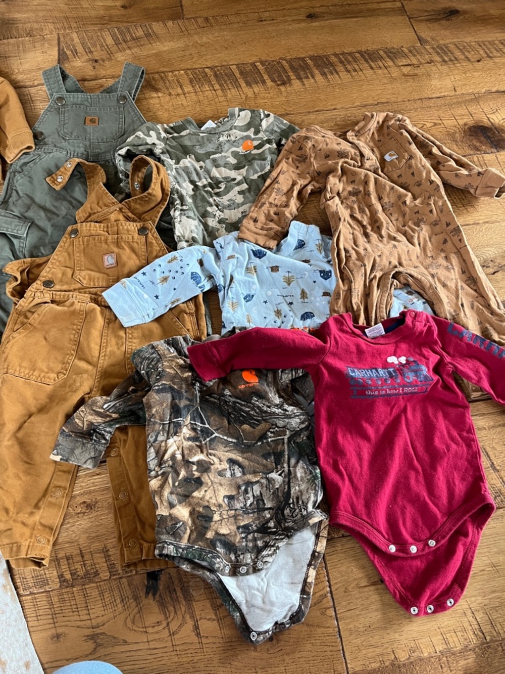 Carhartt 12 month lot overalls onesies